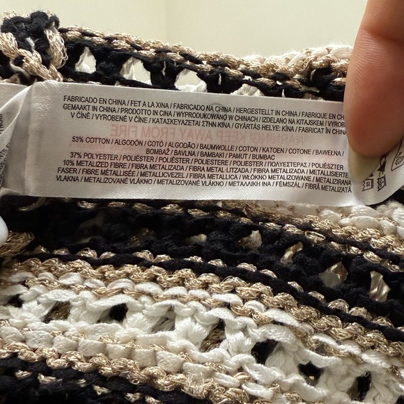 Striped Black, White and Gold Women's Sweater - Picture 12 of 12